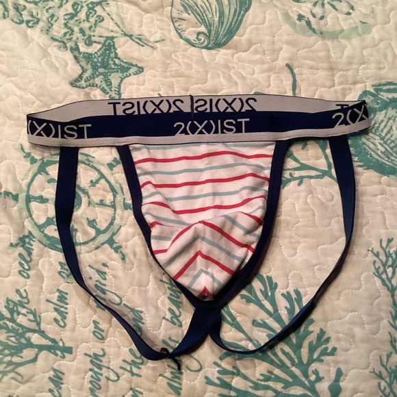 2xist, white striped jock strap, like new, medium - Picture 2 of 5